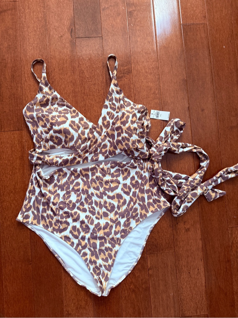 American Eagle Outfitters Leopard Print One-Piece Swimsuit in Brown and White